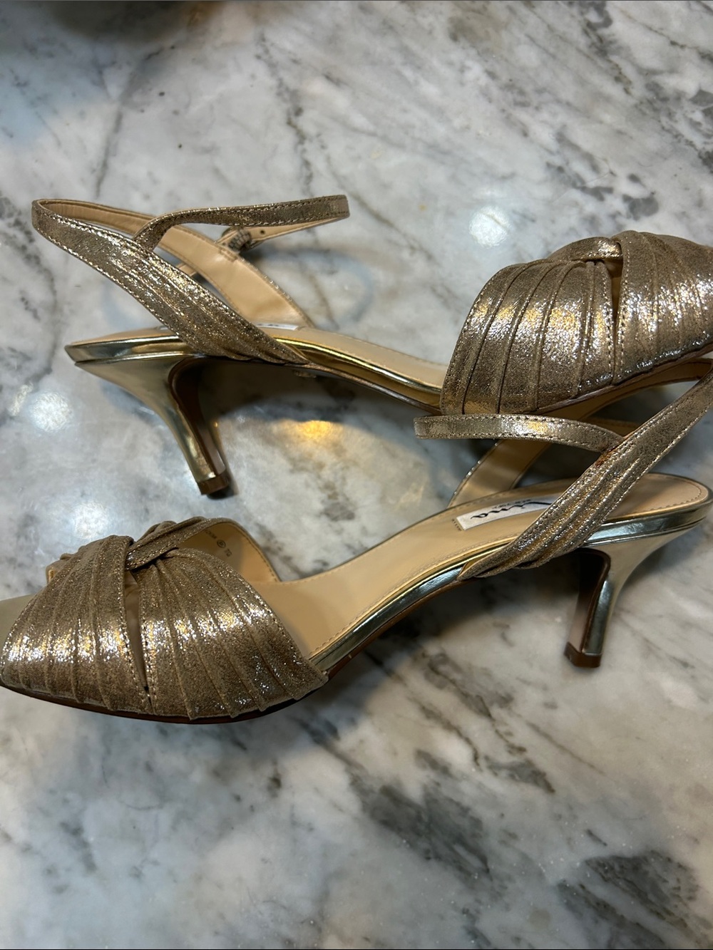 Nina Metallic Gold Knotted Slingback Heels - Picture 6 of 7